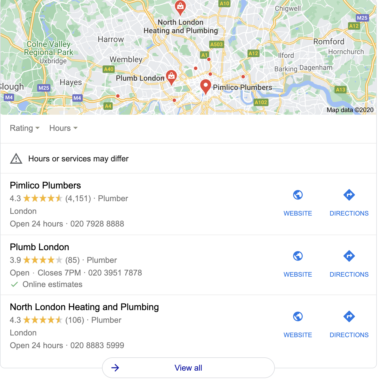 Google-Local 3 Pack Local SEO Service Results